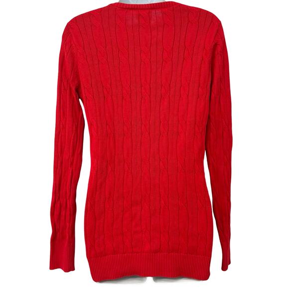 Vintage Y2K Lacoste Lipstick Red Cable Knit V Neck Sweater sz 38 / S Tenniscore - Picture 2 of 8